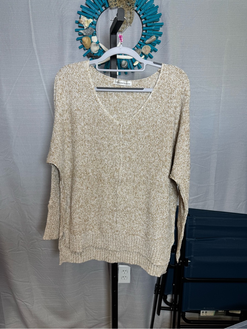 NWOT Zenana V-Neck Women’s Sweater in Sand Beige